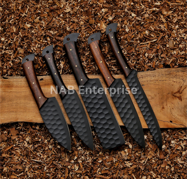 Carbon Steel Chef Set, BBQ Chef Set Hand Forged Chef Knives