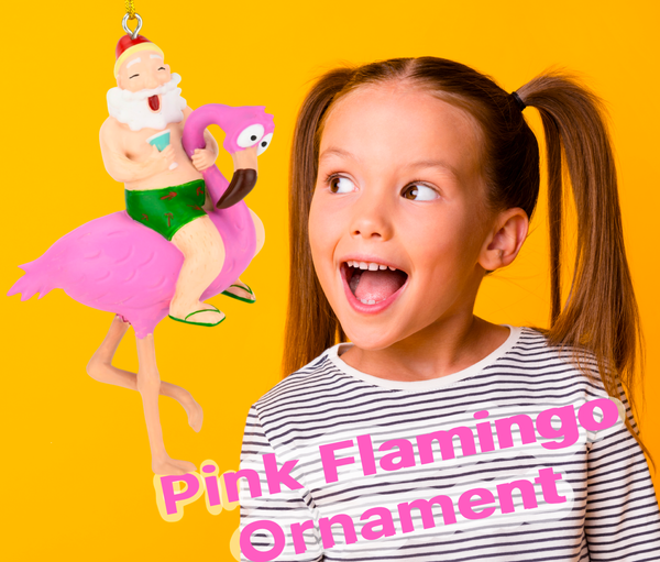 Santa Riding a Pink Flamingo Tropical Christmas Ornament Decoration