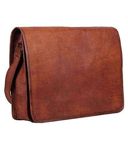 TUZECH Pure Rustic Leather Vintage Genuine Leather Cross-Body Messenger Satchel Bag with Extra Padding (11.3 Inches)