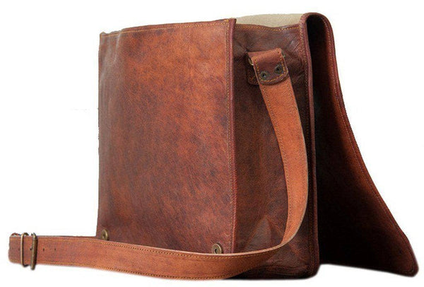 TUZECH Pure Rustic Leather Vintage Genuine Leather Cross-Body Messenger Satchel Bag with Extra Padding (11.3 Inches)