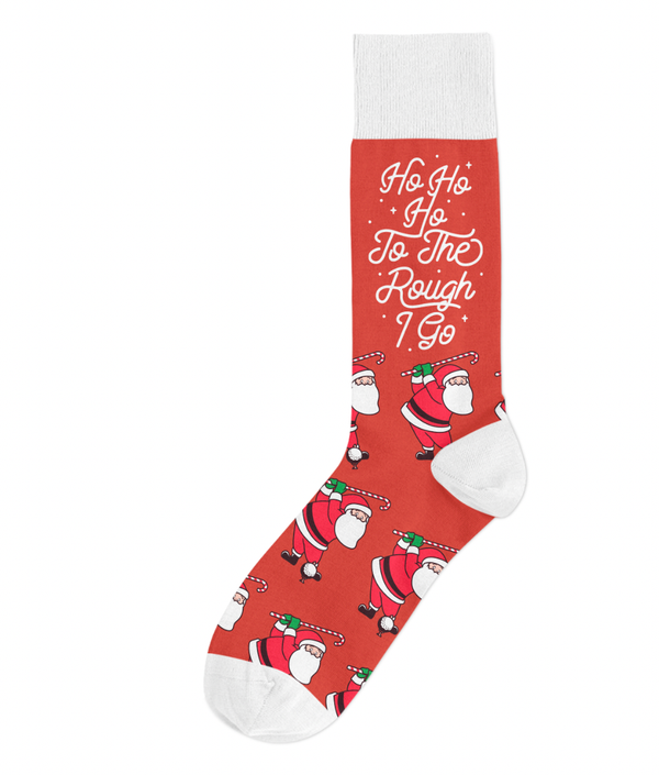 Ho Ho Ho To The Rough I Go Santa Golf Christmas Funny Sock
