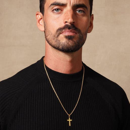 Medium Gold Cross on Rope chain