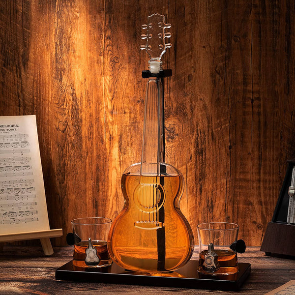 Guitar Whiskey Decanter with 2 Glasses