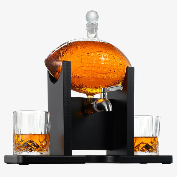 Football Decanter Set with 2 Whiskey & Wine Glasses | 1400mL