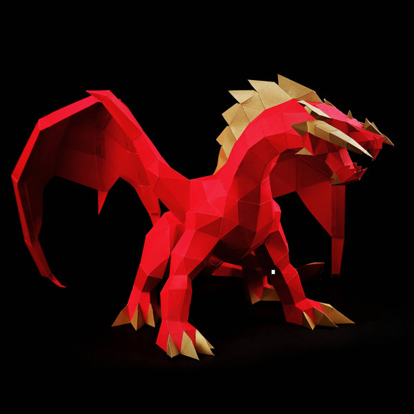 Red PaperCraft Dragon Origami Model