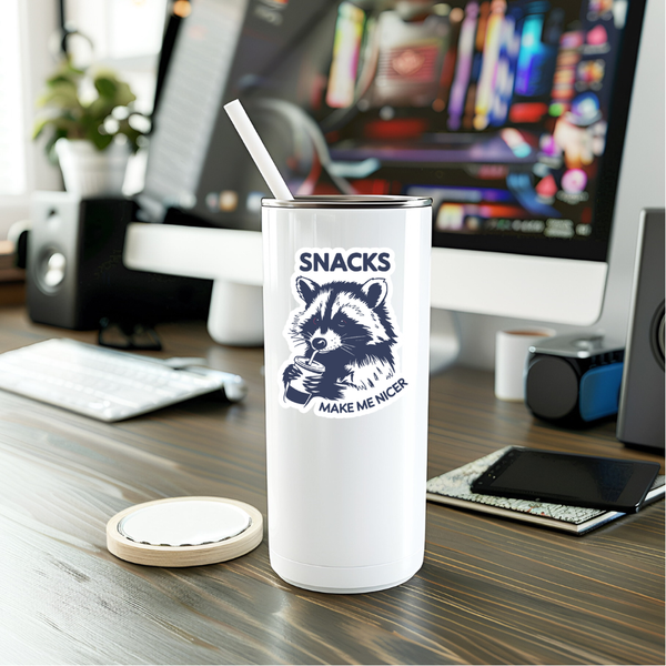 Funny Snacks Make Me Nicer Vinyl Sticker