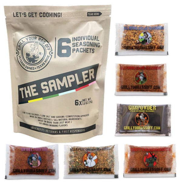 The Sampler - 6 Pack of Seasonings & Spices, Rubs, BBQ, Gift