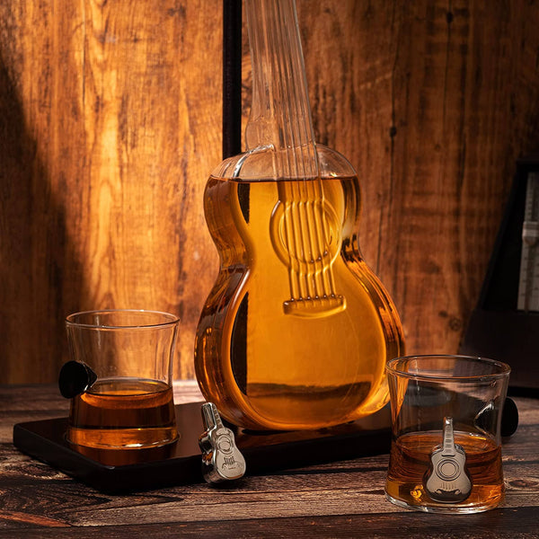 Guitar Whiskey Decanter with 2 Glasses