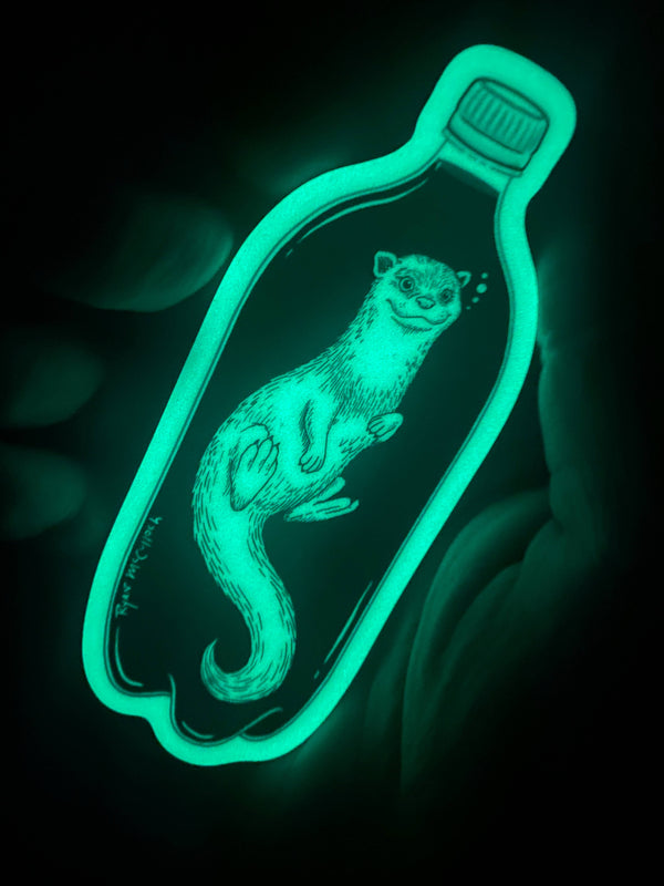 GLOW-IN-THE-DARK STICKER: Otter Pop (River Otter in Soda)