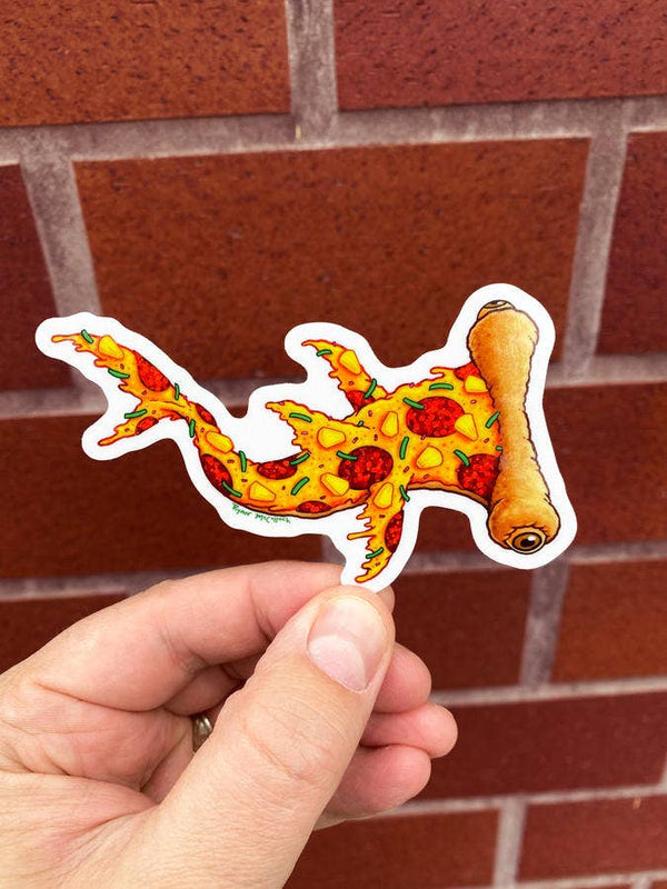 GLITTER STICKER: Hammerhead Shark Pizza (with Pineapple)