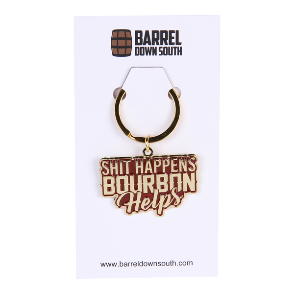 Shit Happens Bourbon Helps Enamel Keychain