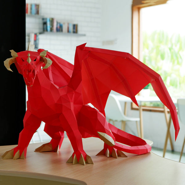 Red PaperCraft Dragon Origami Model