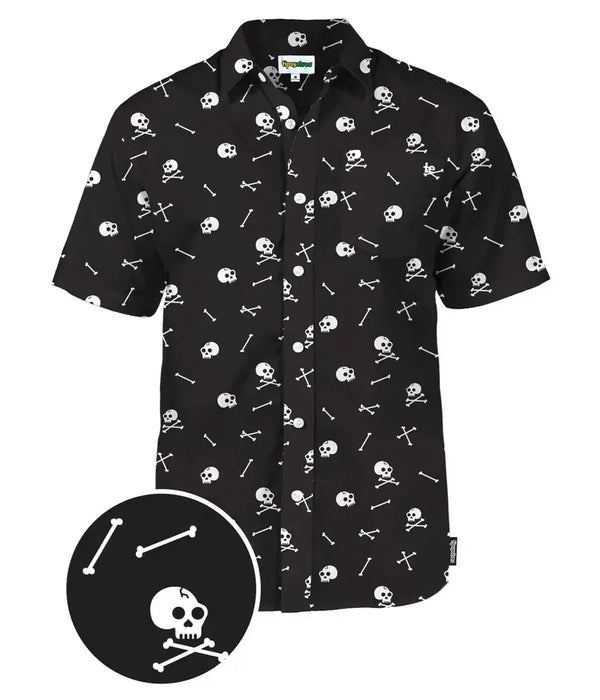 Skeleton Button Down Shirt - Men's Spooky Halloween Hawaiian