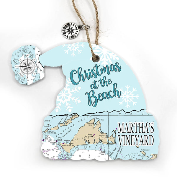 Santa Hat Shaped Wood Ornament- YOUR CUSTOM LOCATION