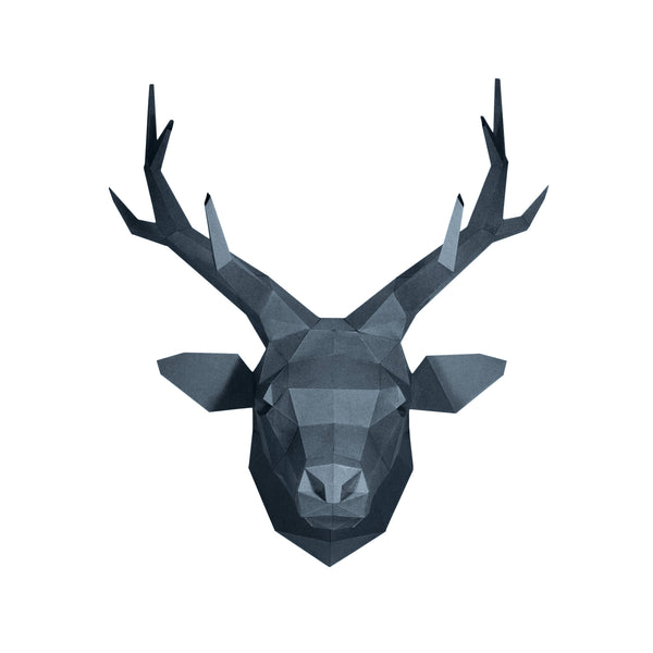 Grey Sapphire Deer Head Origami Wall Art