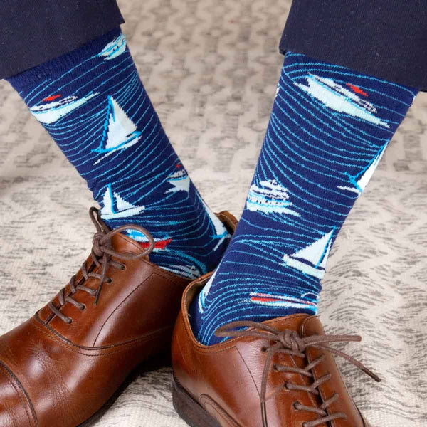 Men's Boating Socks Navy/Sky One Size