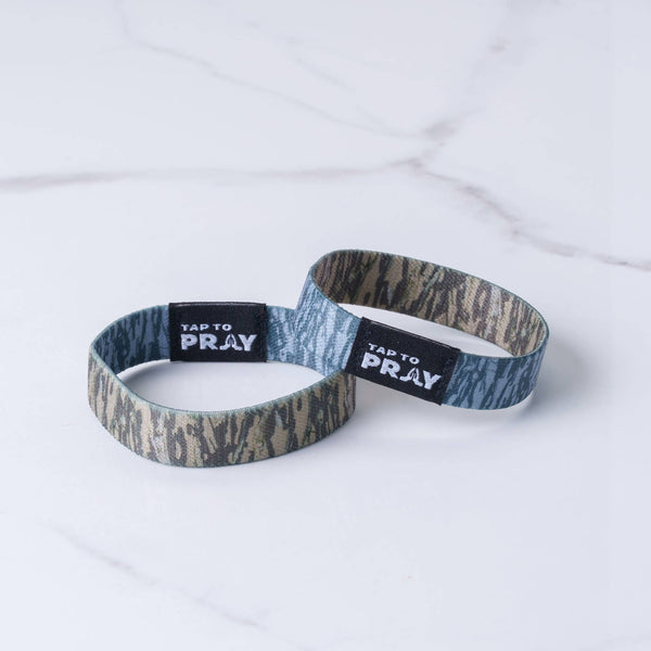 Tap To Pray™ Wristbands - Tree Bark Camo Brown & Grey