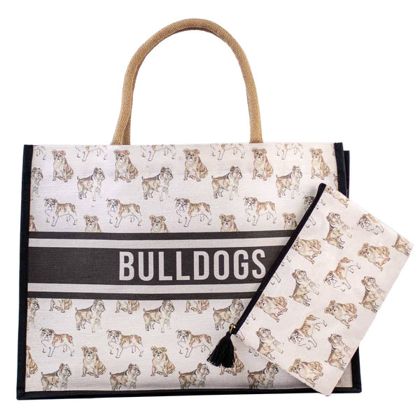 Forever Bulldog Juco Tote Bag Black/White/Multi 19x14x7.5