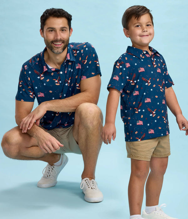 8-Bit Eagle Golf Polo - Men's Patriotic America Golf Shirt