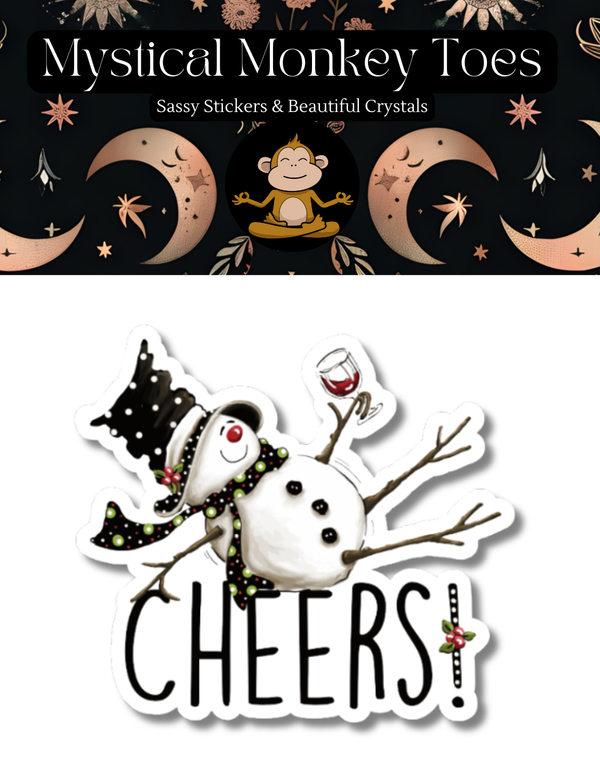 Adorable Drinking Snowman Vinyl Sticker