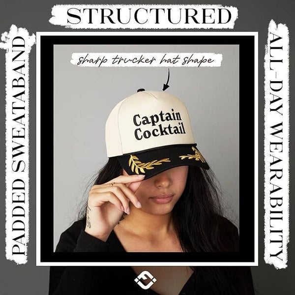 2-Tone Cap - (Gold embroidery) Captain Cocktail - (nautical)