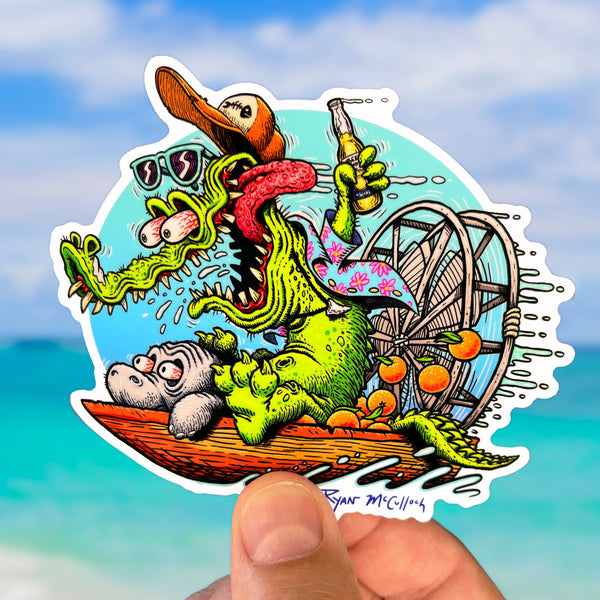 VINYL STICKER: "Florida Man" (Alligator On Airboat) (4-Inch)