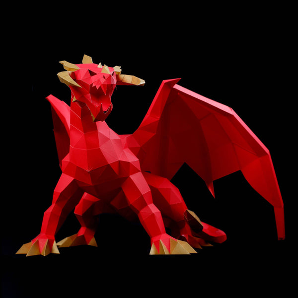 Red PaperCraft Dragon Origami Model