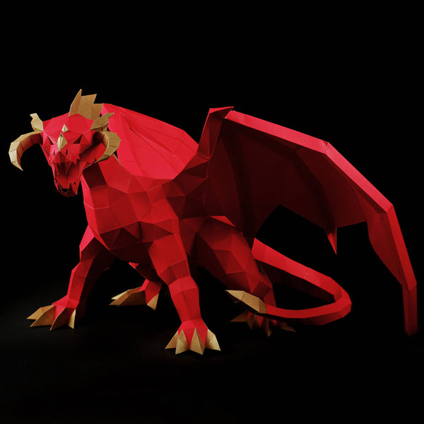Red PaperCraft Dragon Origami Model