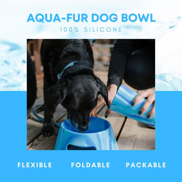 Aqua-Fur 1-Liter Silicone Dog Bowl - Arctic Sky