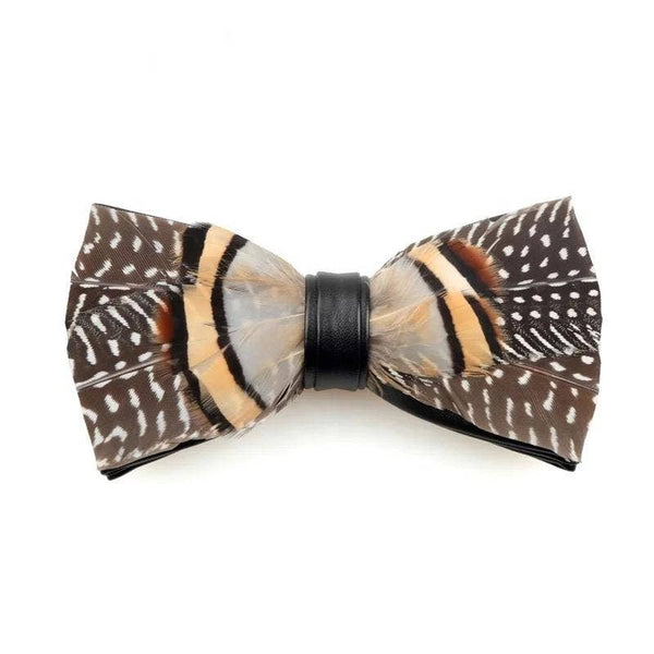 Handmade Wild Feather Bow Tie W/free Lapel Pin Set
