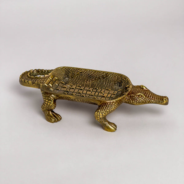 Crocodile Dish Antique Brass