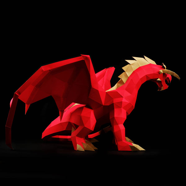 Red PaperCraft Dragon Origami Model