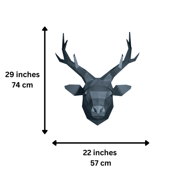 Grey Sapphire Deer Head Origami Wall Art