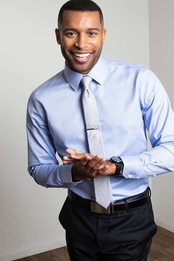 Elijah Slim Fit Medium Blue Dress Shirt by Alynn