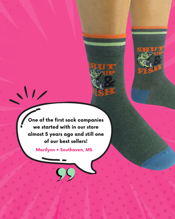 Shut Up & Fish Socks | Fishing | Funny Unisex | Funatic