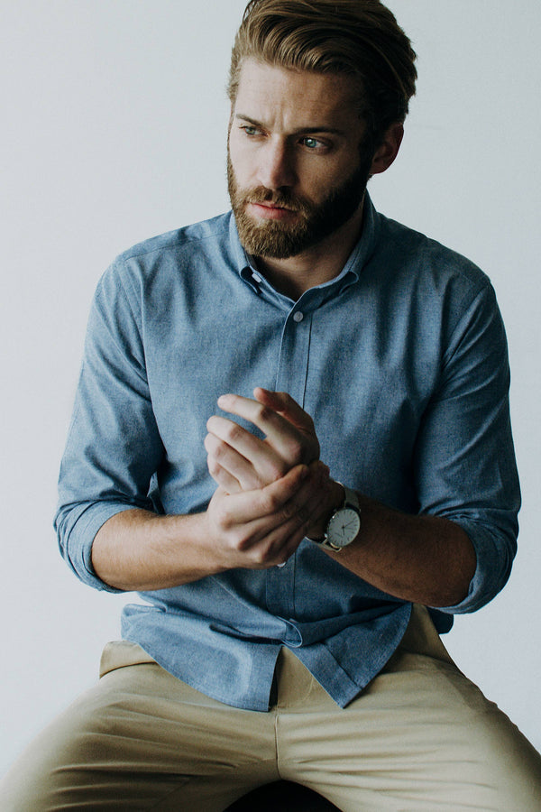 Lucas Casual Untuckable Casual Fit Dress Shirt Blue By Alynn