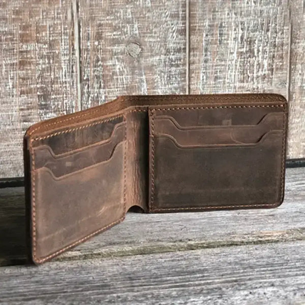 Genuine Leather Bifold Wallet Handmade Wallet for Men Rustic