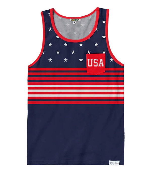 USA All Day Tank Top - Men's Stars & Stripes Sleeveless Tee