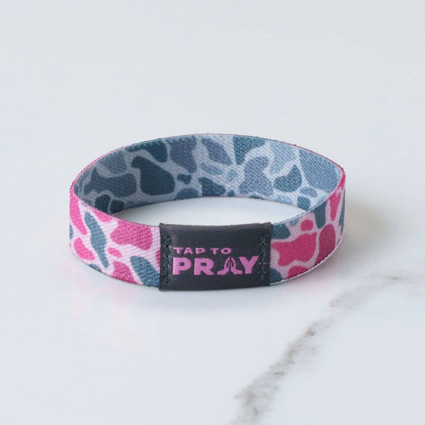 Tap To Pray® Wristband – River Rock Camo - Pink & Ash