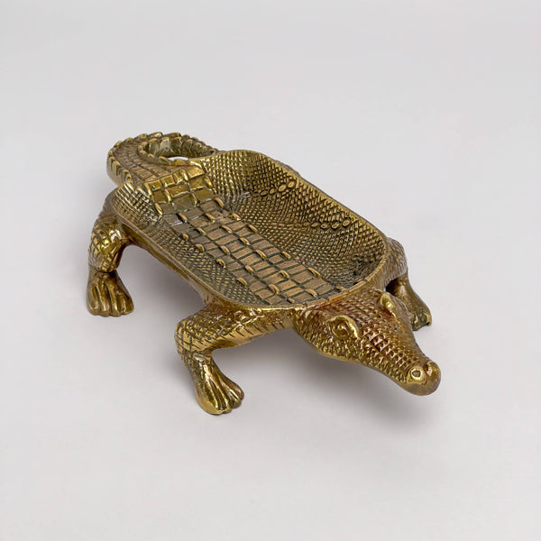 Crocodile Dish Antique Brass