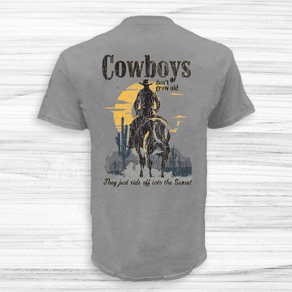 Old guys rule Sunset Cowboy gravel shirt