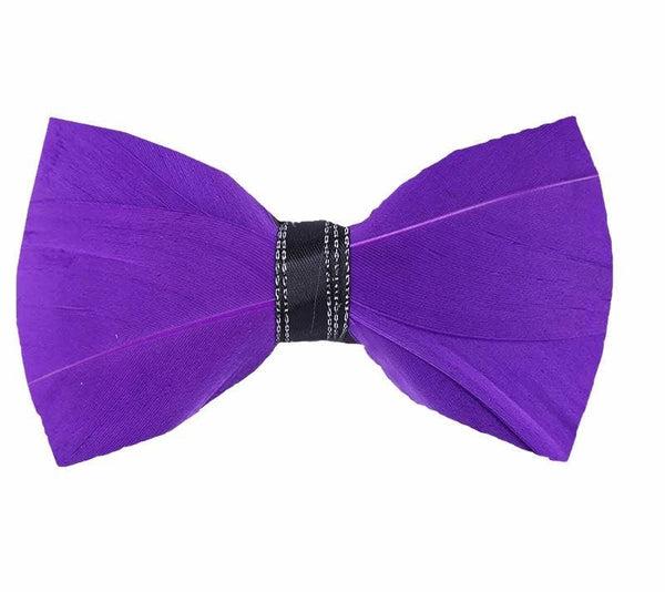 Handmade Purple Feather Bow Tie W/free Lapel Pin Set