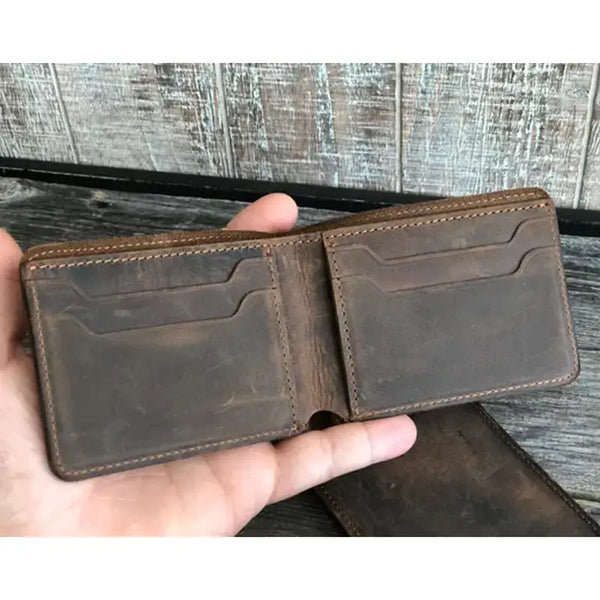 Genuine Leather Bifold Wallet Handmade Wallet for Men Rustic