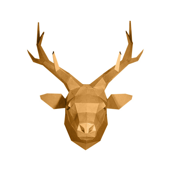 Gold Deer Head PaperCraft Origami Wall Art