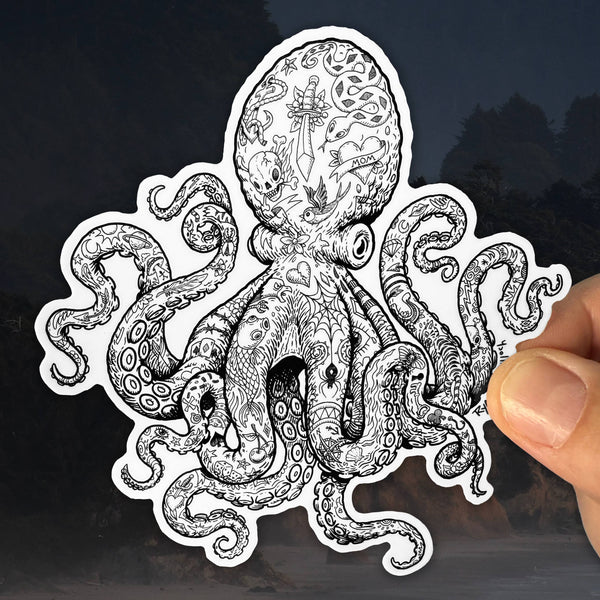 VINYL STICKER: Tattoo Octopus (Stoic Americana) (4-inch)