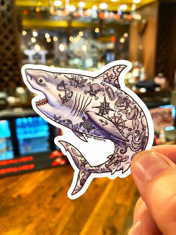 VINYL STICKER: Tattoo Shark (with vintage nautical tattoos)