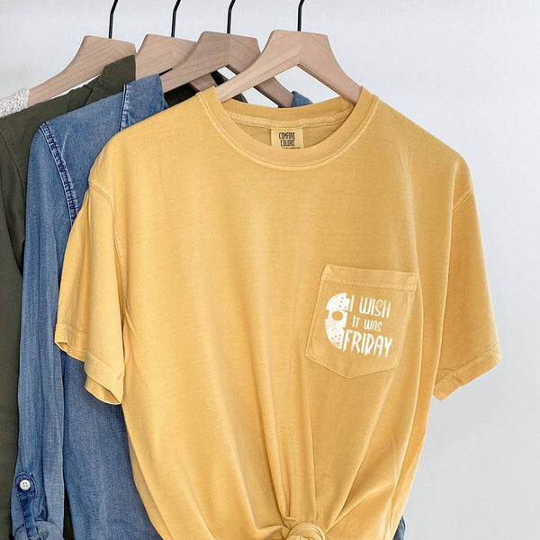 I Wish It Was Friday Halloween Pocket T-shirt White Print