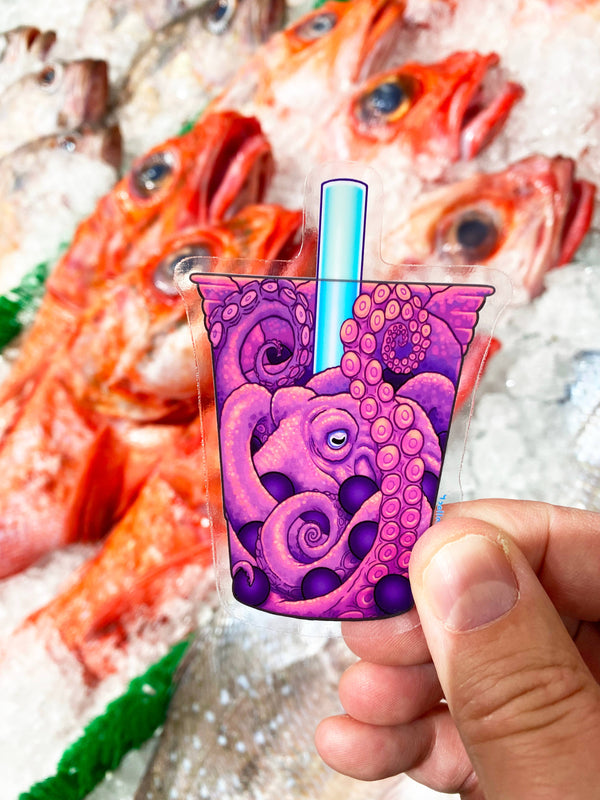 CLEAR STICKER: "Bobapus" Boba Octopus