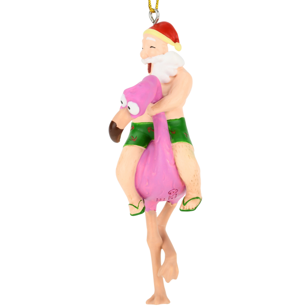 Santa Riding a Pink Flamingo Tropical Christmas Ornament Decoration