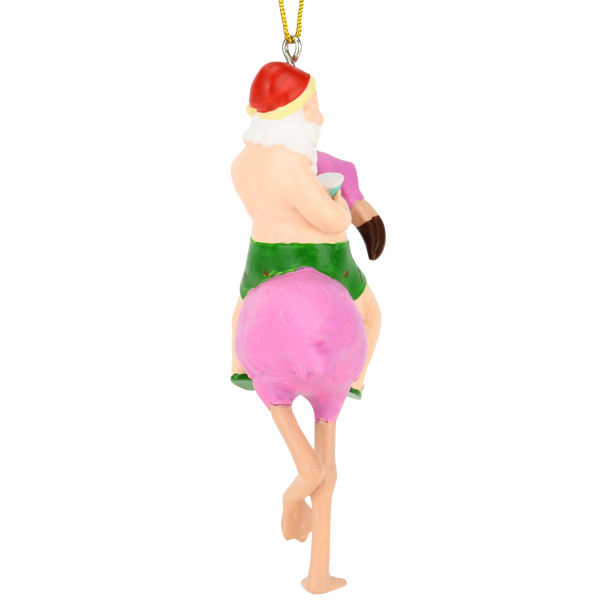 Santa Riding a Pink Flamingo Tropical Christmas Ornament Decoration